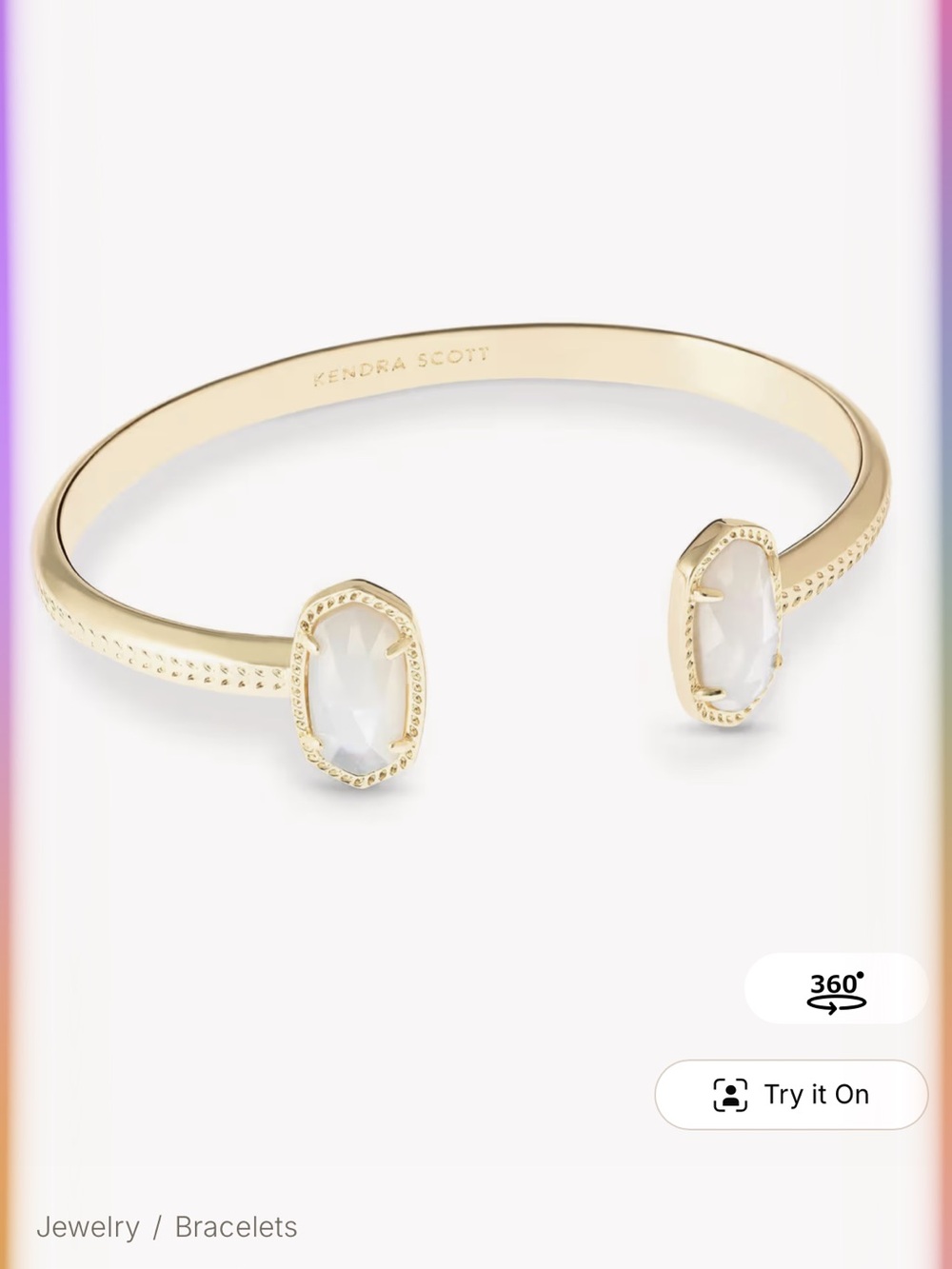 Kendra Scott Gold Open Cuff with Ivory Mother-of-Pearl Stones